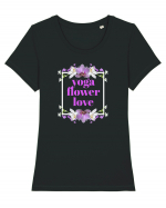 yoga floral design4 Tricou mânecă scurtă guler larg fitted Damă Expresser