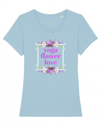 yoga floral design4 Sky Blue