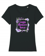 yoga floral design5 Tricou mânecă scurtă guler larg fitted Damă Expresser