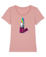 Rainbow Lipstick Tricou mânecă scurtă guler larg fitted Damă Expresser