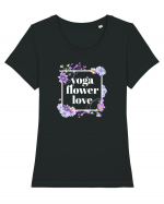 yoga floral design6 Tricou mânecă scurtă guler larg fitted Damă Expresser