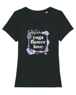 yoga floral design6 Tricou mânecă scurtă guler larg fitted Damă Expresser