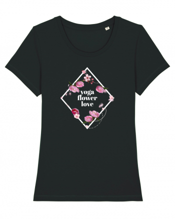 yoga floral design2 Black