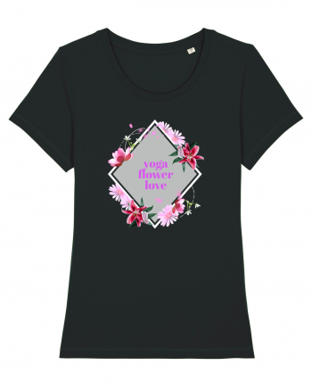 yoga floral design8 Black