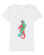 Riding a Seahorse Tricou mânecă scurtă guler V Damă Evoker