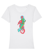 Riding a Seahorse Tricou mânecă scurtă guler larg fitted Damă Expresser