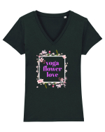 yoga floral design9 Tricou mânecă scurtă guler V Damă Evoker