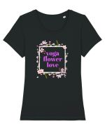 yoga floral design9 Tricou mânecă scurtă guler larg fitted Damă Expresser