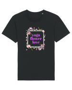 yoga floral design9 Tricou mânecă scurtă Unisex Rocker