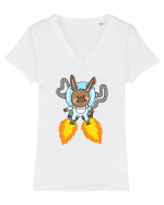 Space Bunny Tricou mânecă scurtă guler V Damă Evoker