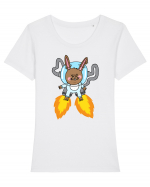 Space Bunny Tricou mânecă scurtă guler larg fitted Damă Expresser