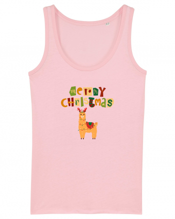 Merry Christmas Llama Cotton Pink