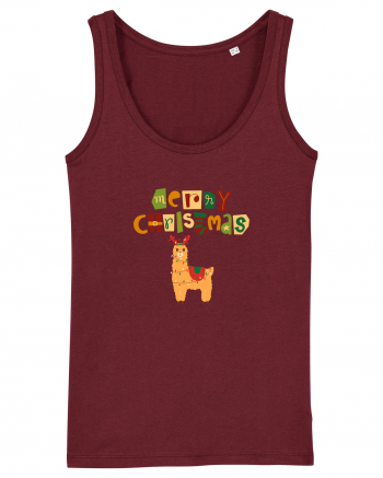 Merry Christmas Llama Burgundy