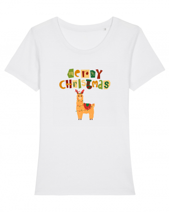 Merry Christmas Llama White