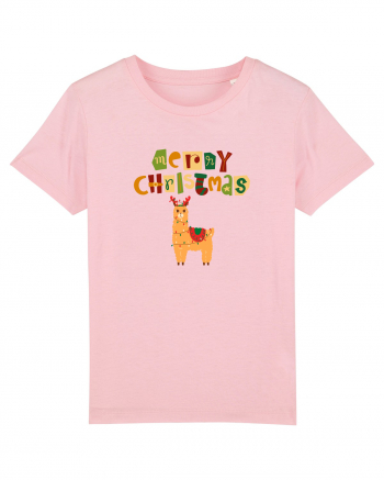 Merry Christmas Llama Cotton Pink