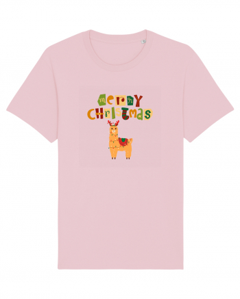 Merry Christmas Llama Cotton Pink