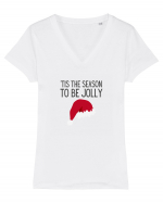 Tis the season to be Jolly (Crăciun)  Tricou mânecă scurtă guler V Damă Evoker