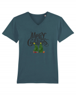 Merry Christmas (doi pomi de Crăciun)  Tricou mânecă scurtă guler V Bărbat Presenter