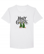 Merry Christmas (doi pomi de Crăciun)  Tricou mânecă scurtă guler larg Bărbat Skater