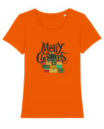 Merry Christmas (cadouri de Crăciun)  Tricou mânecă scurtă guler larg fitted Damă Expresser