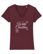 White Christmas (fulgi de zăpadă)  Tricou mânecă scurtă guler V Damă Evoker