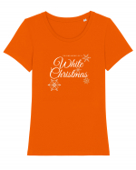 White Christmas (fulgi de zăpadă)  Tricou mânecă scurtă guler larg fitted Damă Expresser