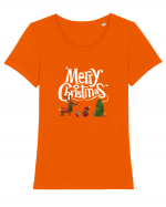 Merry Christmas (scenă de Crăciun)  Tricou mânecă scurtă guler larg fitted Damă Expresser