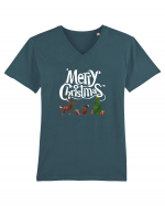 Merry Christmas (scenă de Crăciun)  Tricou mânecă scurtă guler V Bărbat Presenter