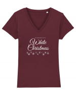 White Christmas (ghirlanda de zăpadă)  Tricou mânecă scurtă guler V Damă Evoker