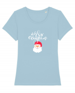 Merry Christmas (Moș Crăciun)  Tricou mânecă scurtă guler larg fitted Damă Expresser