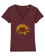Sunflower WordArt Tricou mânecă scurtă guler V Damă Evoker