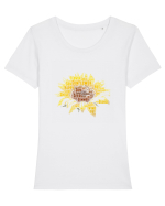 Sunflower WordArt Tricou mânecă scurtă guler larg fitted Damă Expresser