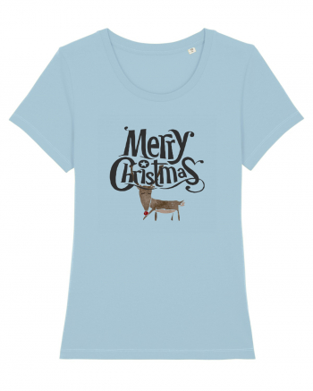 Merry Christmas (Ren timid) negru Sky Blue