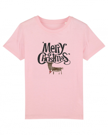 Merry Christmas (Ren timid) negru Cotton Pink