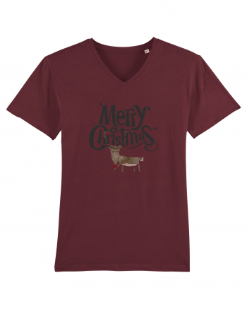 Merry Christmas (Ren timid) negru Burgundy