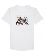 Merry Christmas (decorațiuni Crăciun) negru Tricou mânecă scurtă guler larg Bărbat Skater