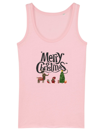 Merry Christmas (scenă de Crăciun) negru Cotton Pink