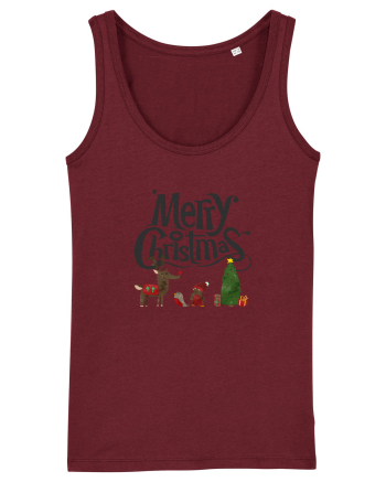Merry Christmas (scenă de Crăciun) negru Burgundy
