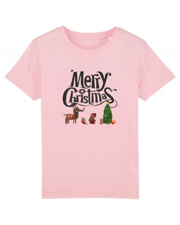 Merry Christmas (scenă de Crăciun) negru Cotton Pink