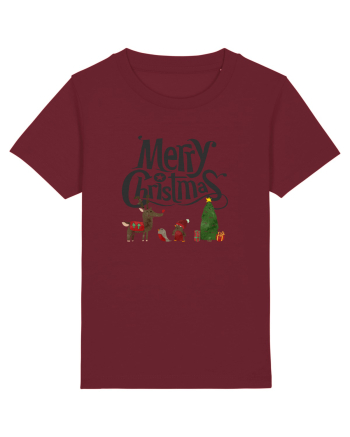 Merry Christmas (scenă de Crăciun) negru Burgundy