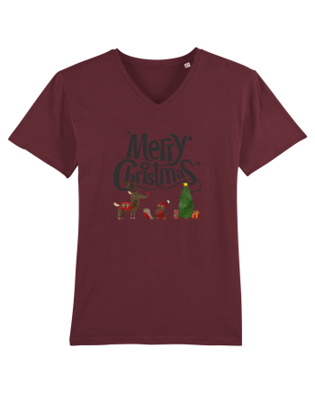 Merry Christmas (scenă de Crăciun) negru Burgundy