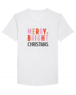 Merry, Bright, Christmas  Tricou mânecă scurtă guler larg Bărbat Skater