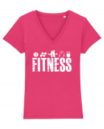 Fitness Tricou mânecă scurtă guler V Damă Evoker