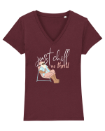 Moș Crăciun Just Chill No Thrill  Tricou mânecă scurtă guler V Damă Evoker