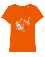Moș Crăciun Just Chill No Thrill  Tricou mânecă scurtă guler larg fitted Damă Expresser