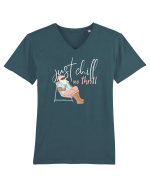 Moș Crăciun Just Chill No Thrill  Tricou mânecă scurtă guler V Bărbat Presenter