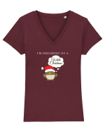 Dreaming of a White Christmas (bufniță)  Tricou mânecă scurtă guler V Damă Evoker