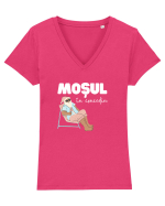 Moș Crăciun în Concediu (alb)  Tricou mânecă scurtă guler V Damă Evoker