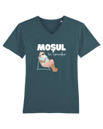 Moș Crăciun în Concediu (alb)  Tricou mânecă scurtă guler V Bărbat Presenter