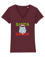 Santa Chillin' Tricou mânecă scurtă guler V Damă Evoker